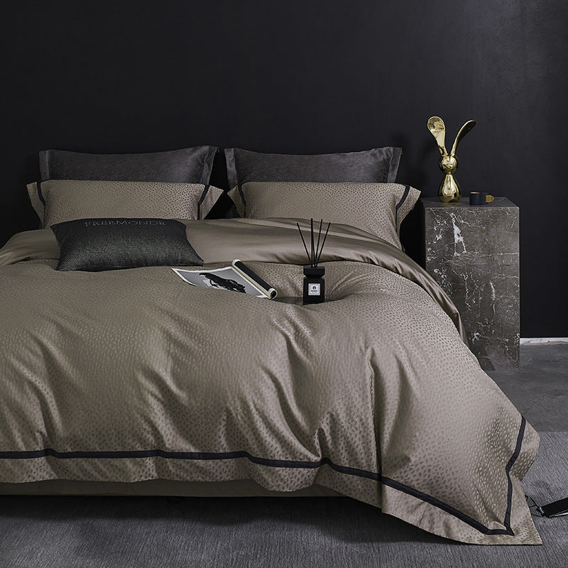 Luxurious Satin Bedding Set with Jacquard Floral Pattern and Concealed Zipper