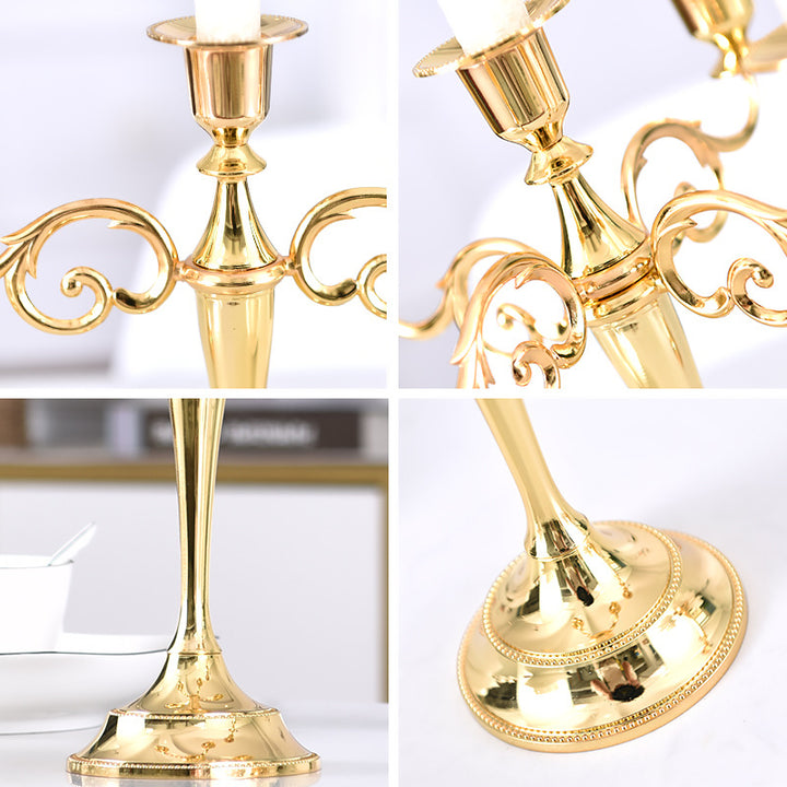 Ornate Gold Five-Arm Metal Candelabra Centerpiece Kalsten