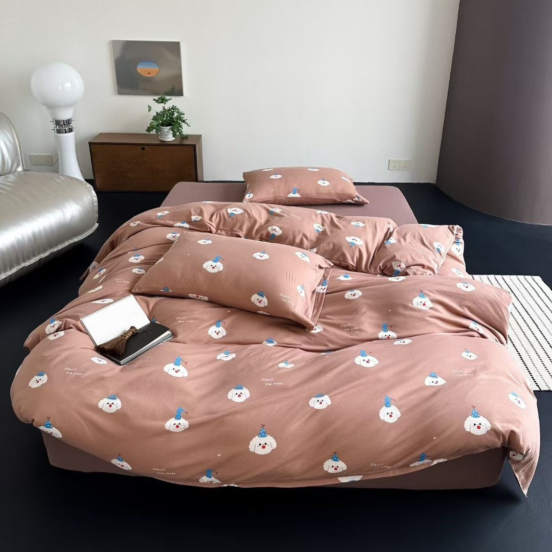 Cotton jersey bedding set with cute dog motif and fine cotton touch