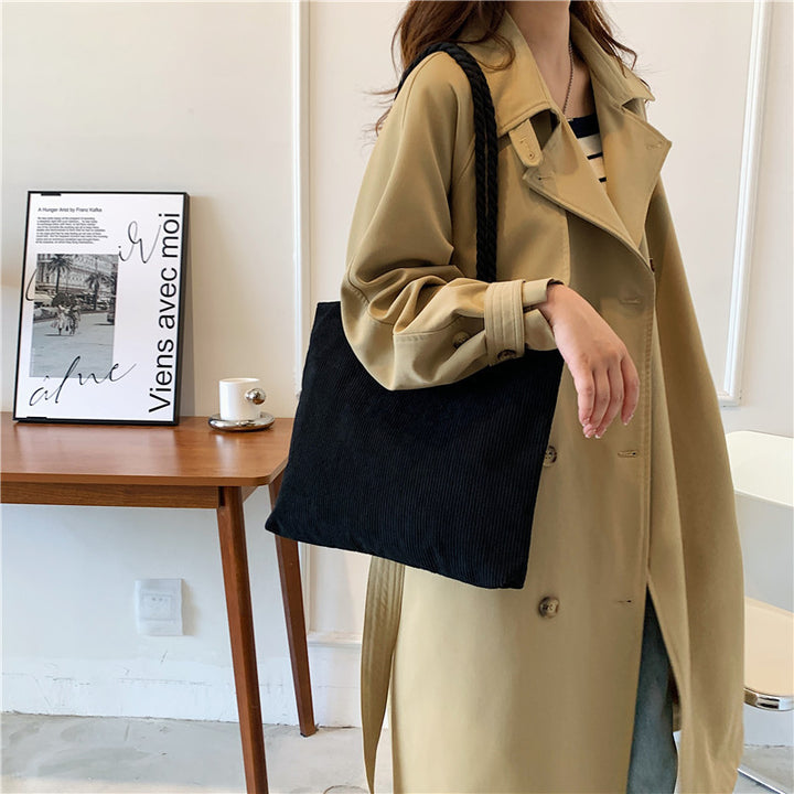 Textured Drawstring Tote Bag