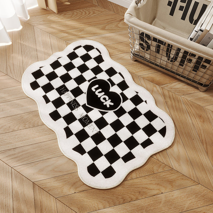 Heart-Themed Plush Bath Mat