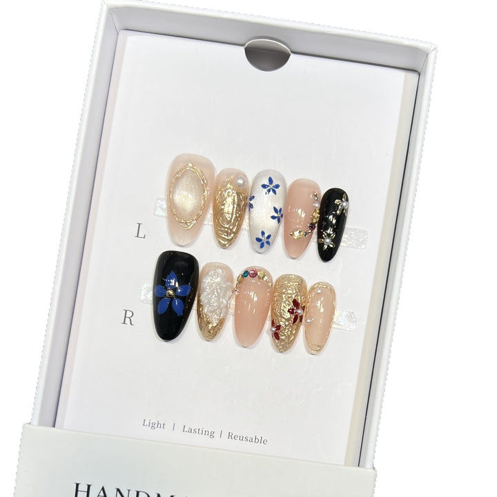 Elegant Floral Press-On Nail Set Kalsten