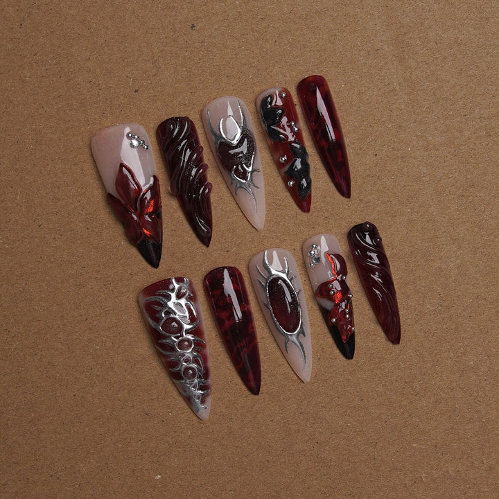 Acrylic nail set with artistic designs Kalsten
