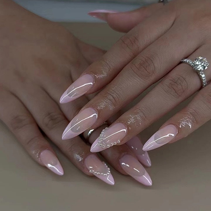 Elegant artificial nail tips with glitter and pearl decorations Kalsten