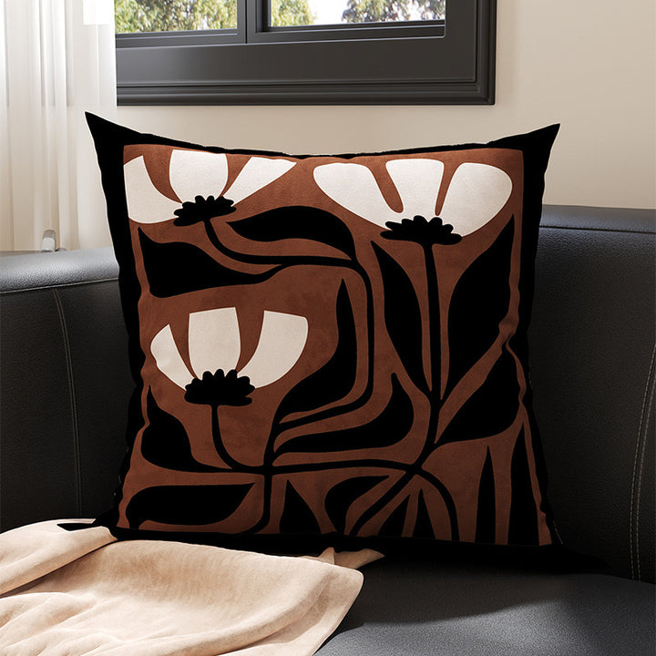 Decorative Square Throw Pillow Cover with Flying Swallow Silhouette Suede-Feel Linen-Blend
