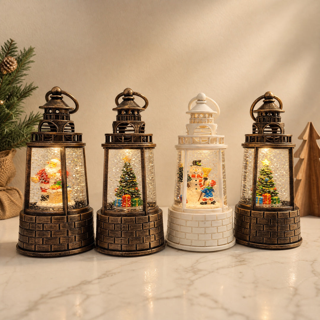 Nostalgic snow lantern with moving snowman scene Kalsten