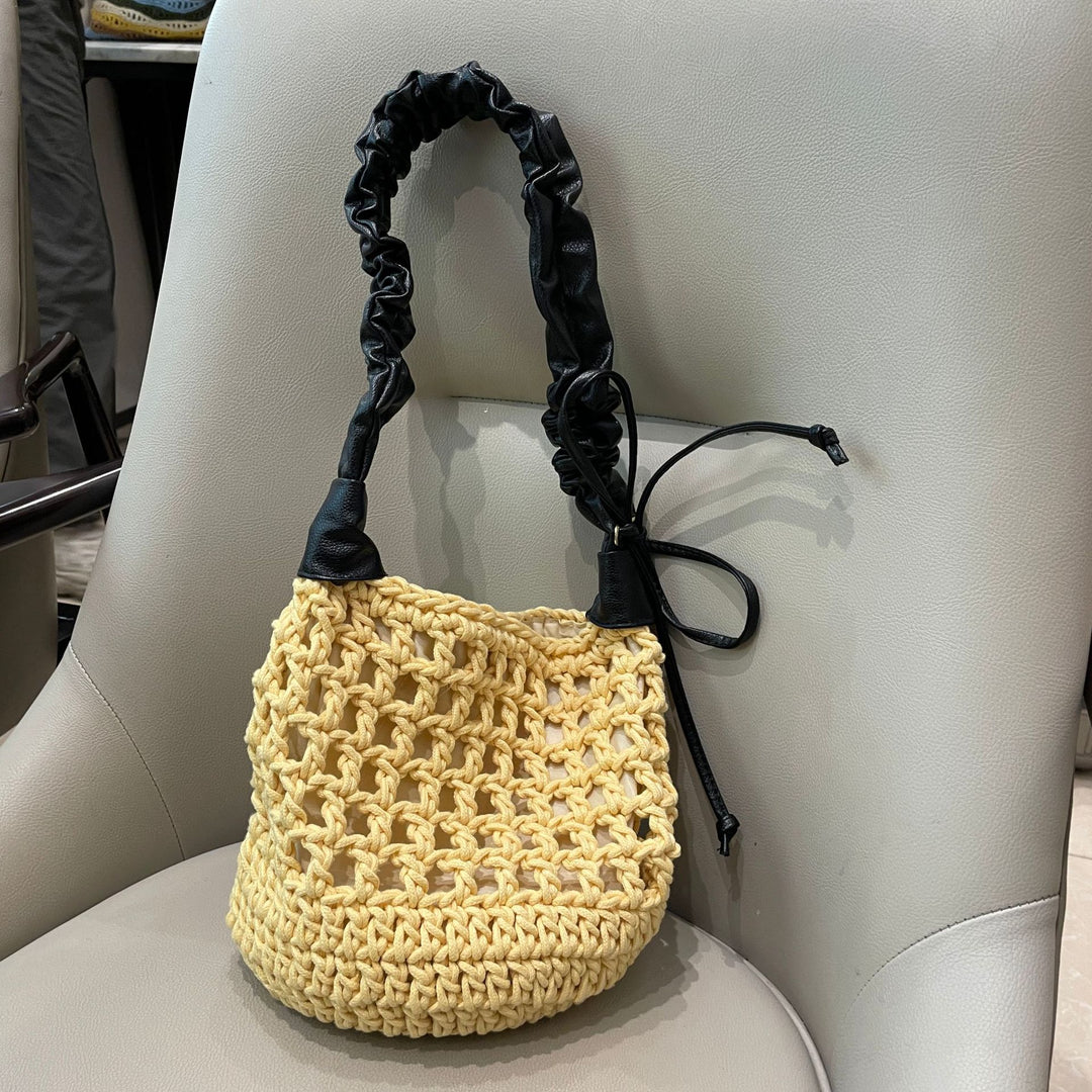 Hand-knotted tote bag with leather accents Kalsten