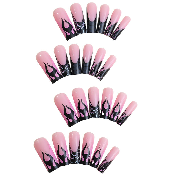 Artistic Press-On Nail Set with Flame Design kalsten