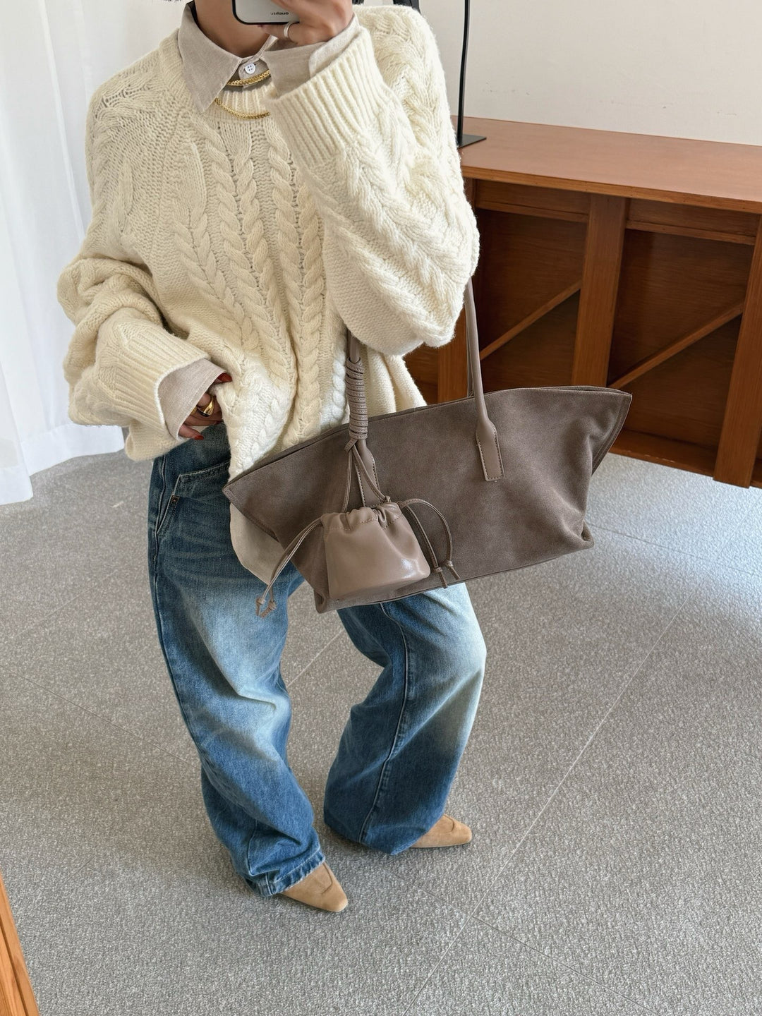 Casual Suede Tote Bag