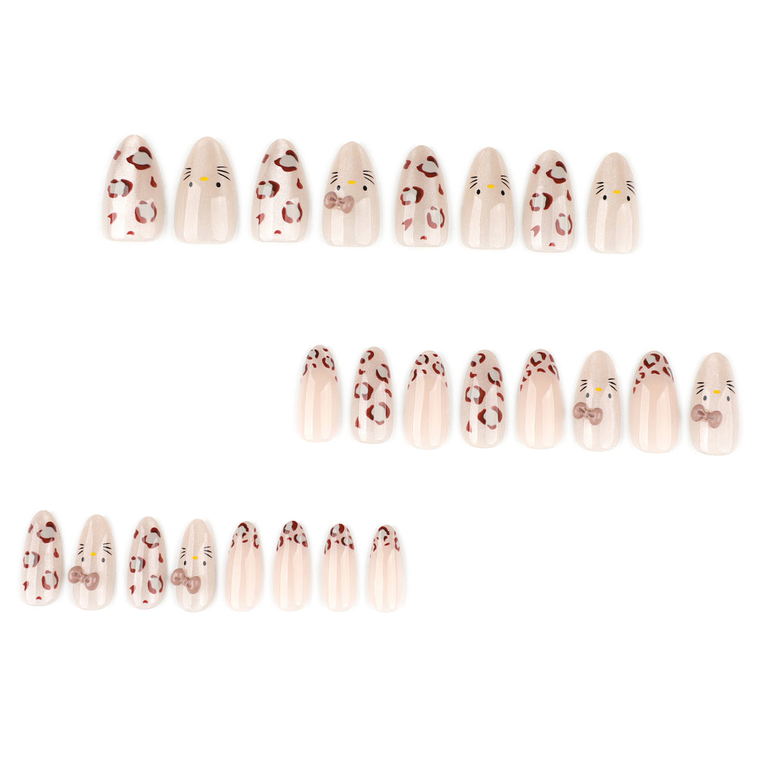 Creative Nail Art with Cute Cat Motif and Glitter Accents Kalsten