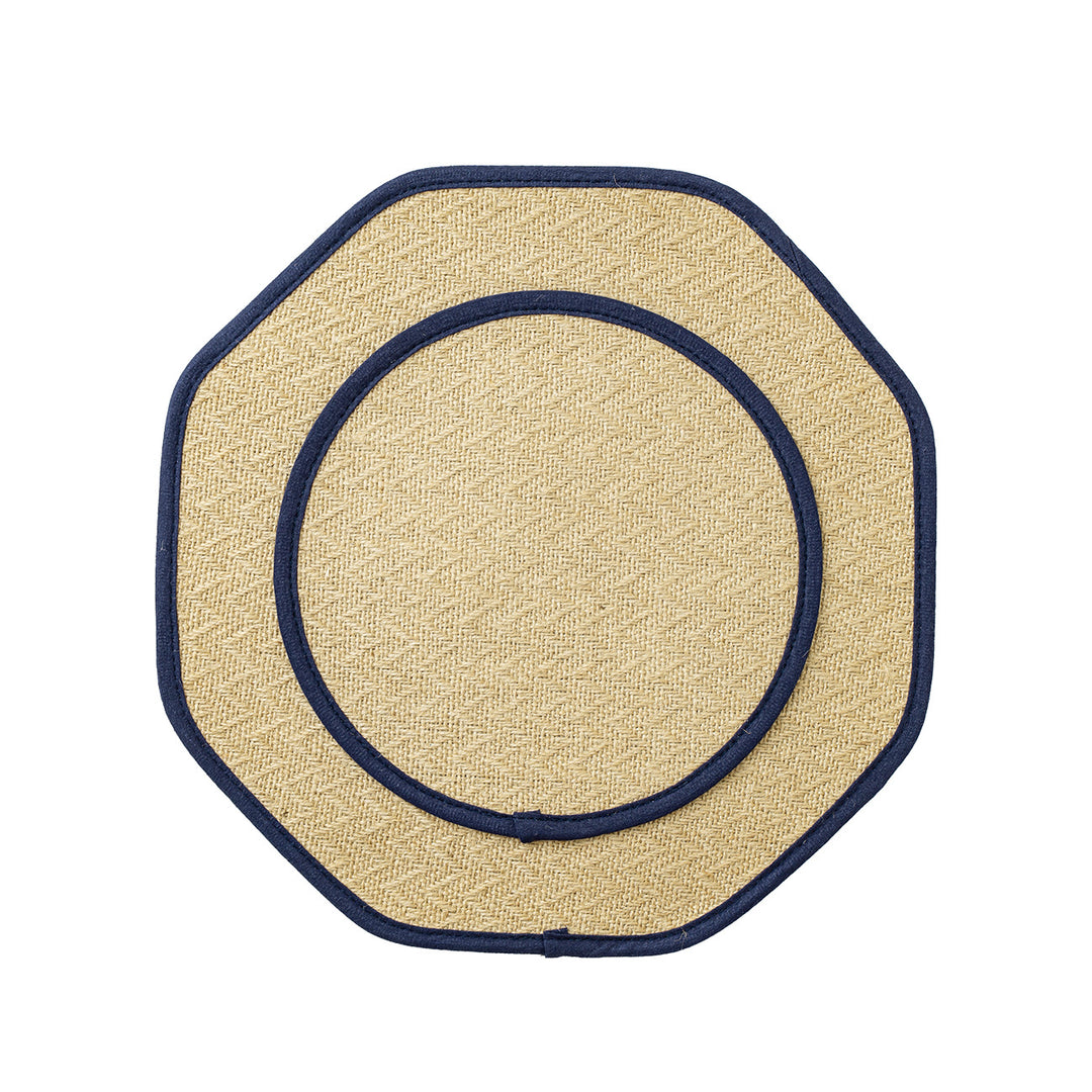 Straw sun hat with wide octagonal brim and cotton inner band Kalsten