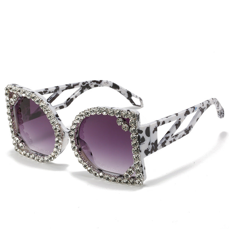 Statement Rhinestone-Embellished Hexagonal Sunglasses Kalsten