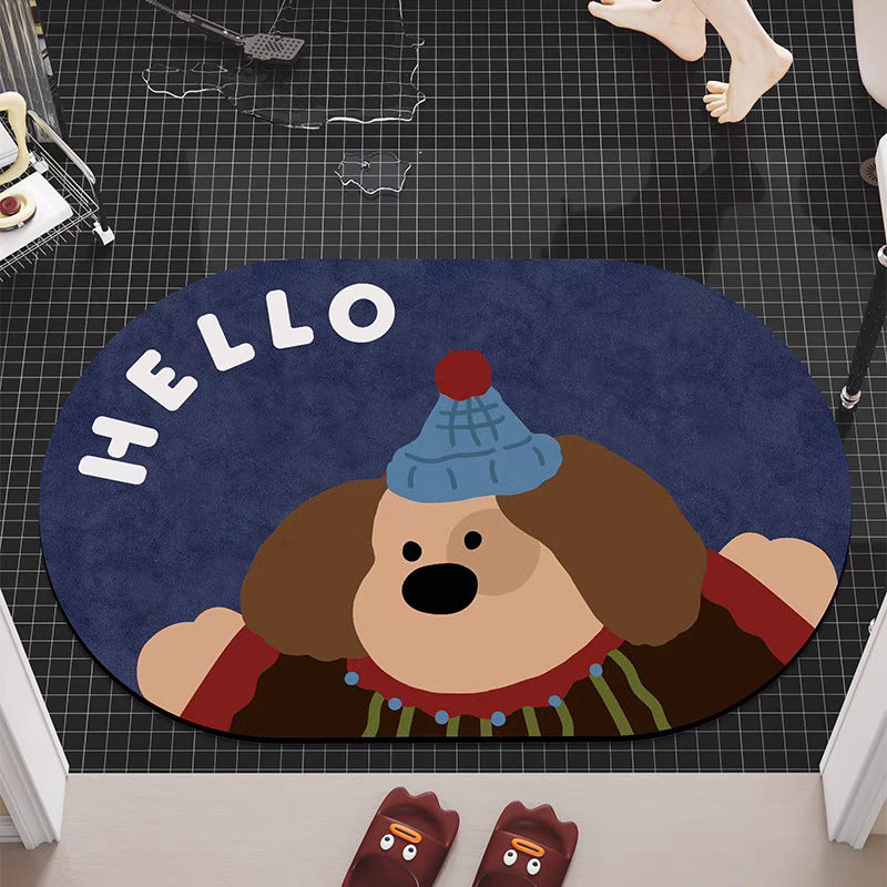 Cartoon Dog-Themed Bath Mat