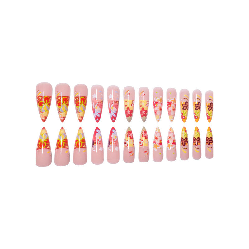Artistic Floral Stiletto Press-On Nails Kalsten