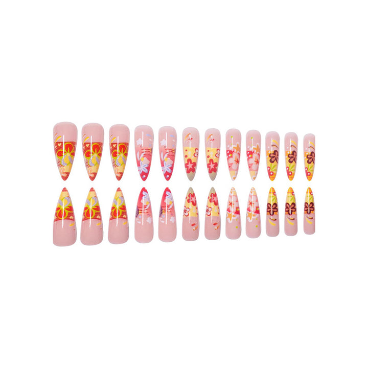 Artistic Floral Stiletto Press-On Nails Kalsten