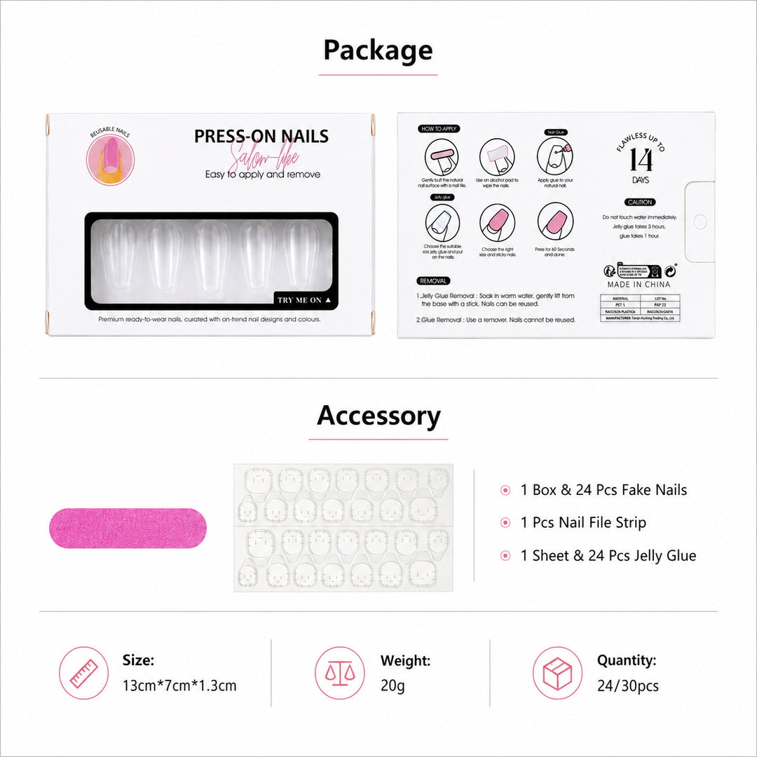 Artificial nails with elegant French tip and floral accents Kalsten