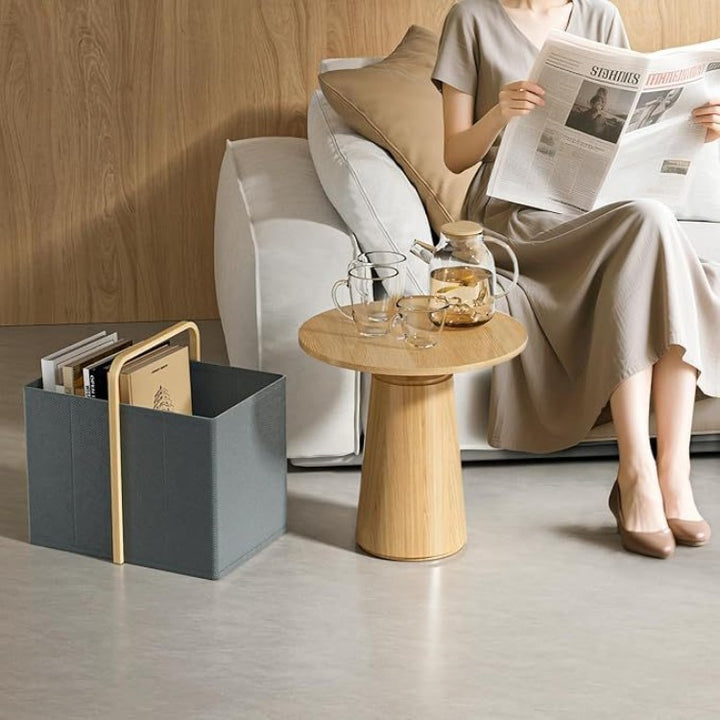 Modern laundry basket with wooden handle Kalsten