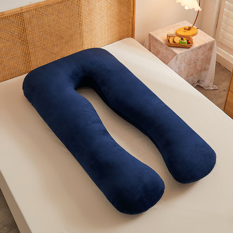 ergonomic U-shaped full-body maternity support pillow with removable washable velour cover and adjustable inner bolster Kalsten