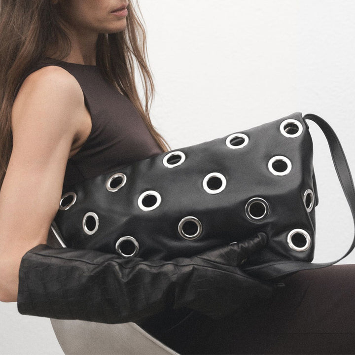 Grommet Accented Shoulder Bag
