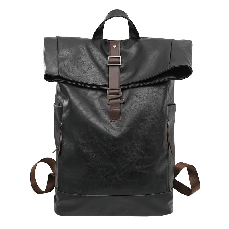 Vintage Leather Roll-Top Backpack Kalsten