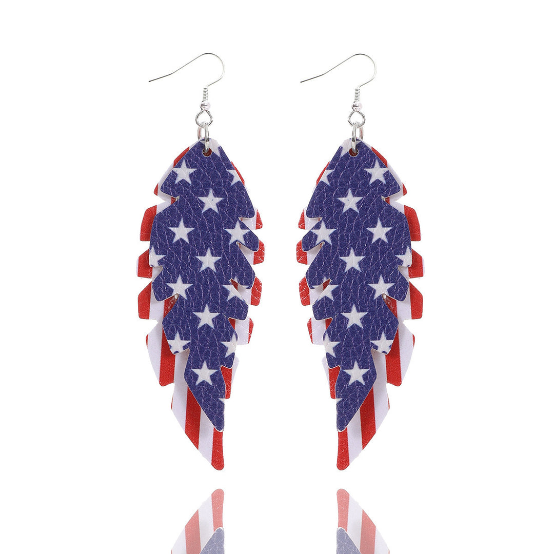 Women's nan teardrop-shaped faux leather earrings with star and stripe print Kalsten