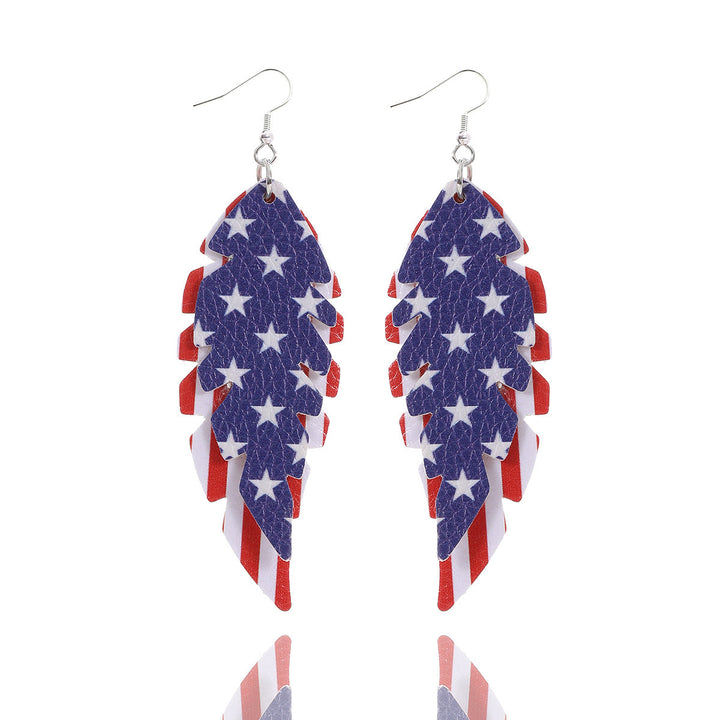 Women's nan teardrop-shaped faux leather earrings with star and stripe print Kalsten
