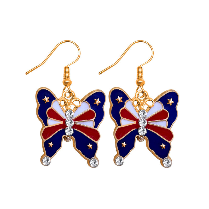 Women's earrings in flip-flop design with crystal embellishment and enamel flag motif Kalsten