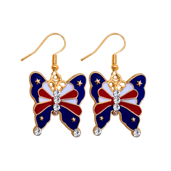 Women's stud earrings wing design enamel with star motif and fine alloy Kalsten