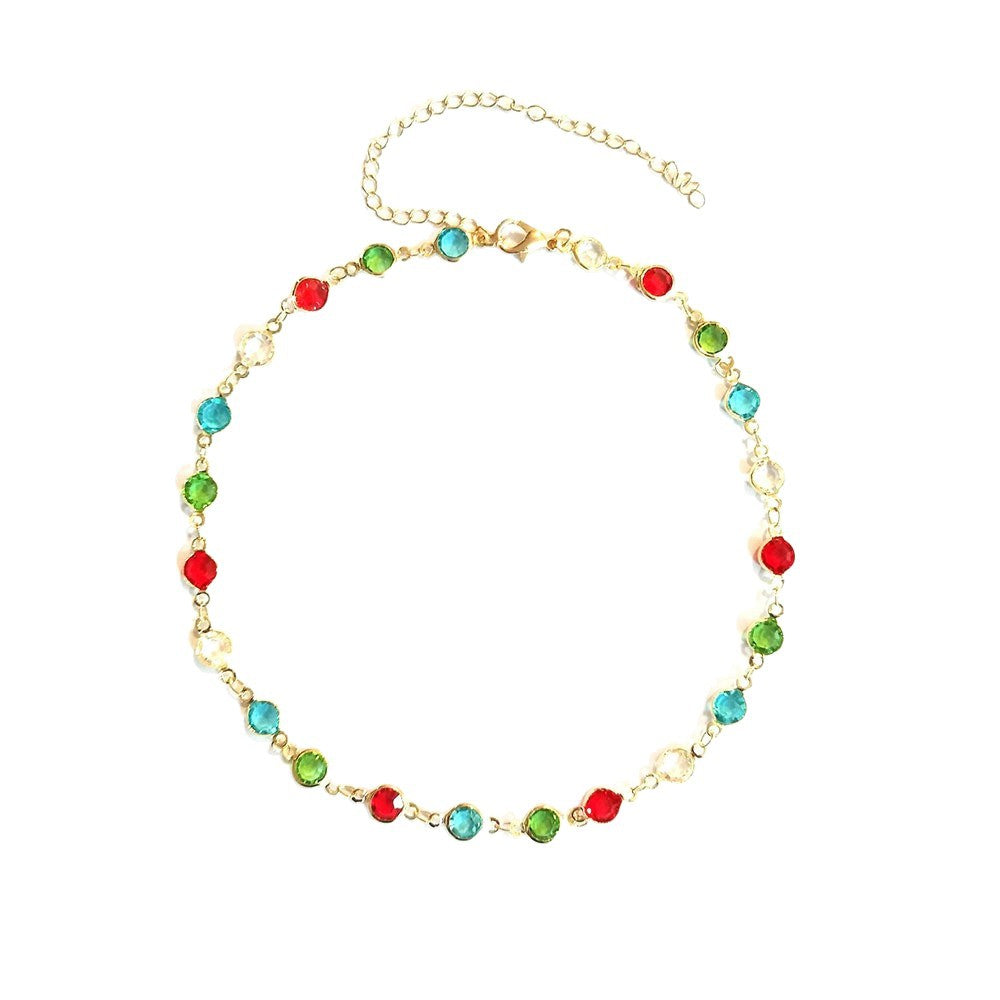 Colorful Gemstone Chain Necklace Kalsten