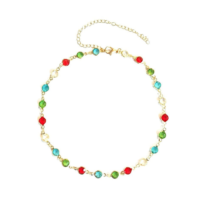 Colorful Gemstone Chain Necklace Kalsten