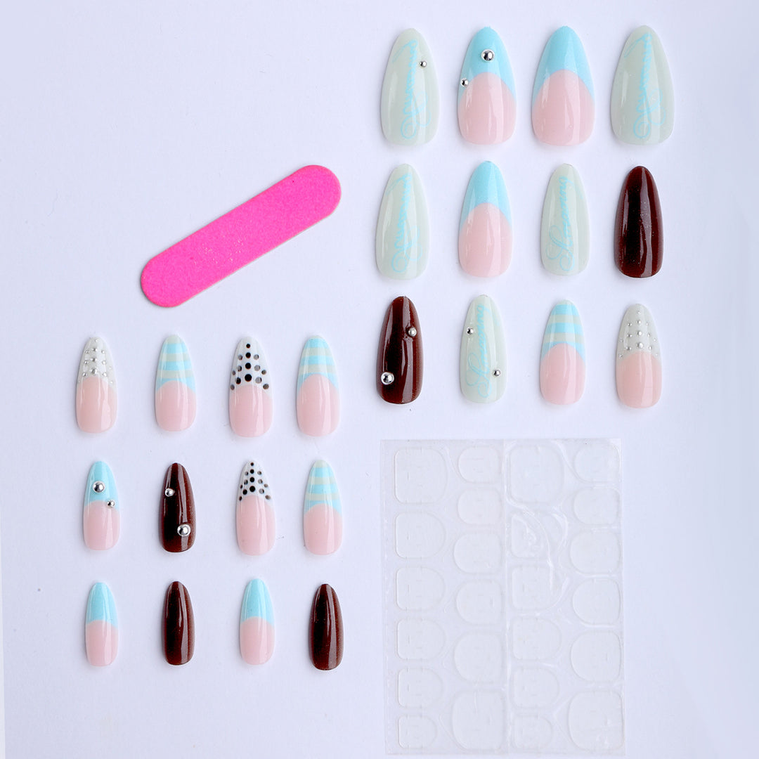 Artificial stiletto nails with glamorous applications Kalsten