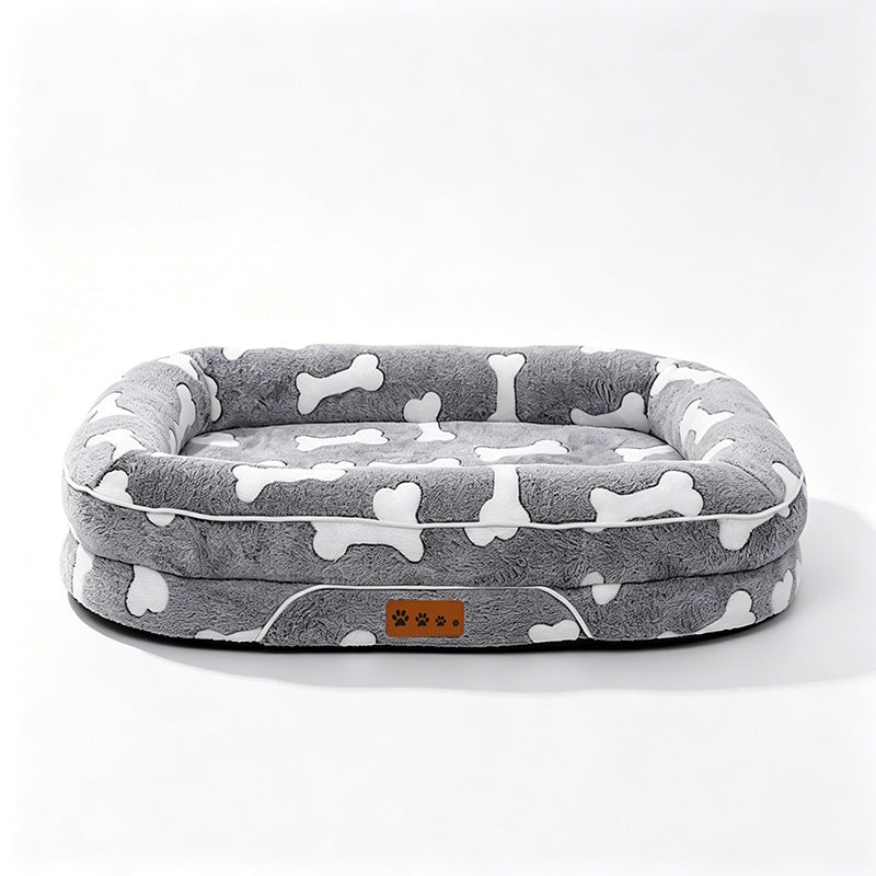 Plush Heart-Patterned Dog Bed