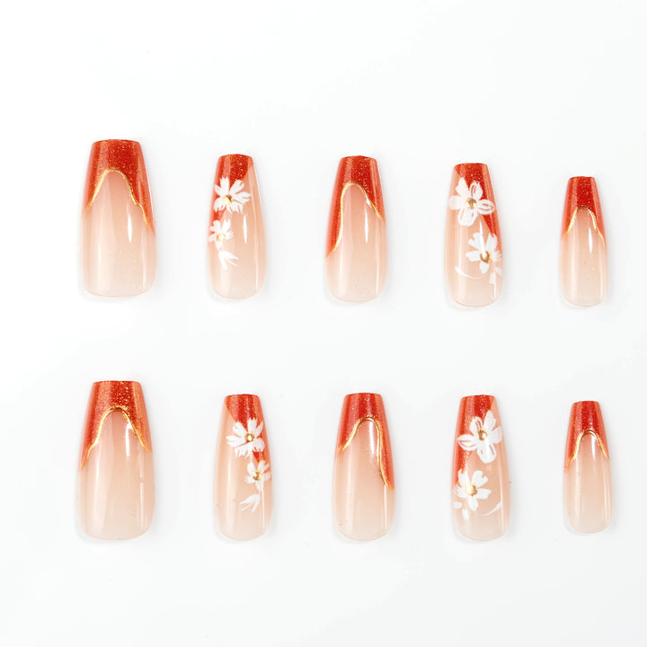 Artificial Nail Set with Floral Accents Kalsten
