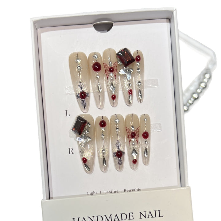 Artistic Floral Embellished Press-On Nail Set Kalsten