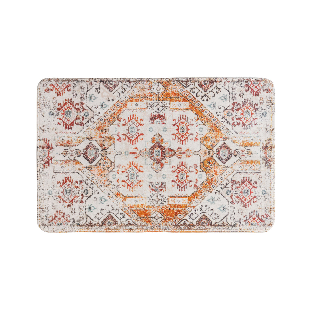 Oriental rug in Persian medallion style, machine-knotted short pile rug Kalsten