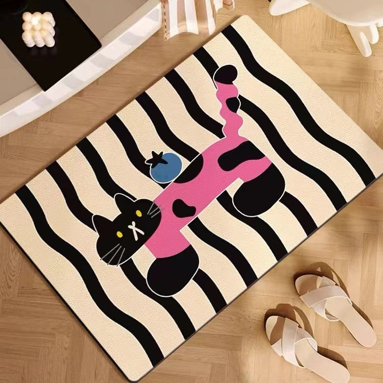 Artistic Cat-Themed Area Mat for Home Decor