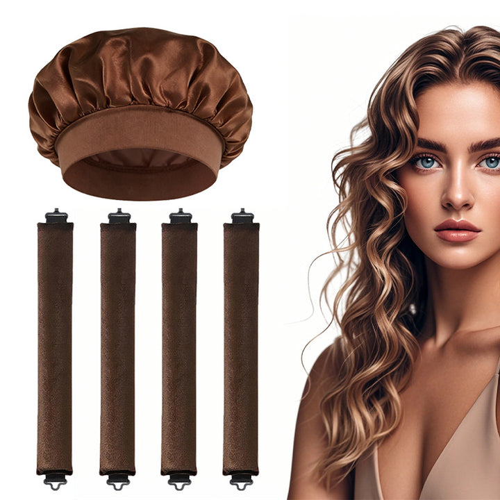 Satin Sleep Cap and Hair Rollers