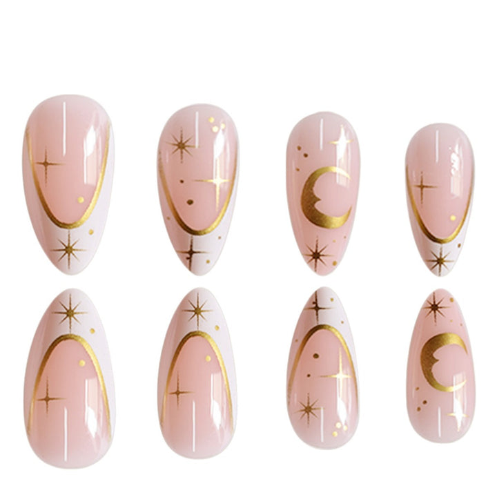 Artistic Stiletto Press-On Nail Extensions with Gold Accents Kalsten