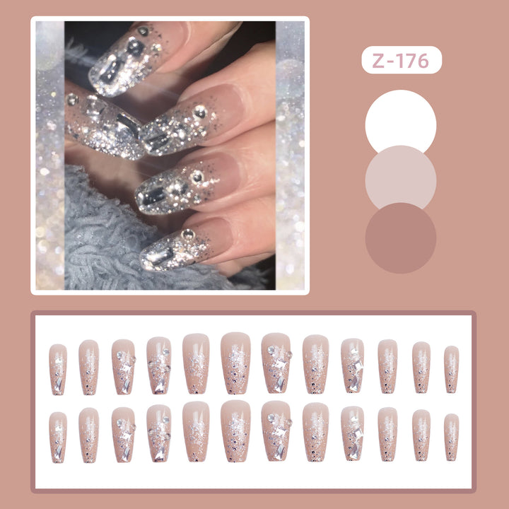 Glittery Rhinestone-Embellished Press-On Nail Set Kalsten