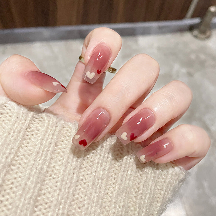 Stylish heart and ombre design artificial nails Kalsten