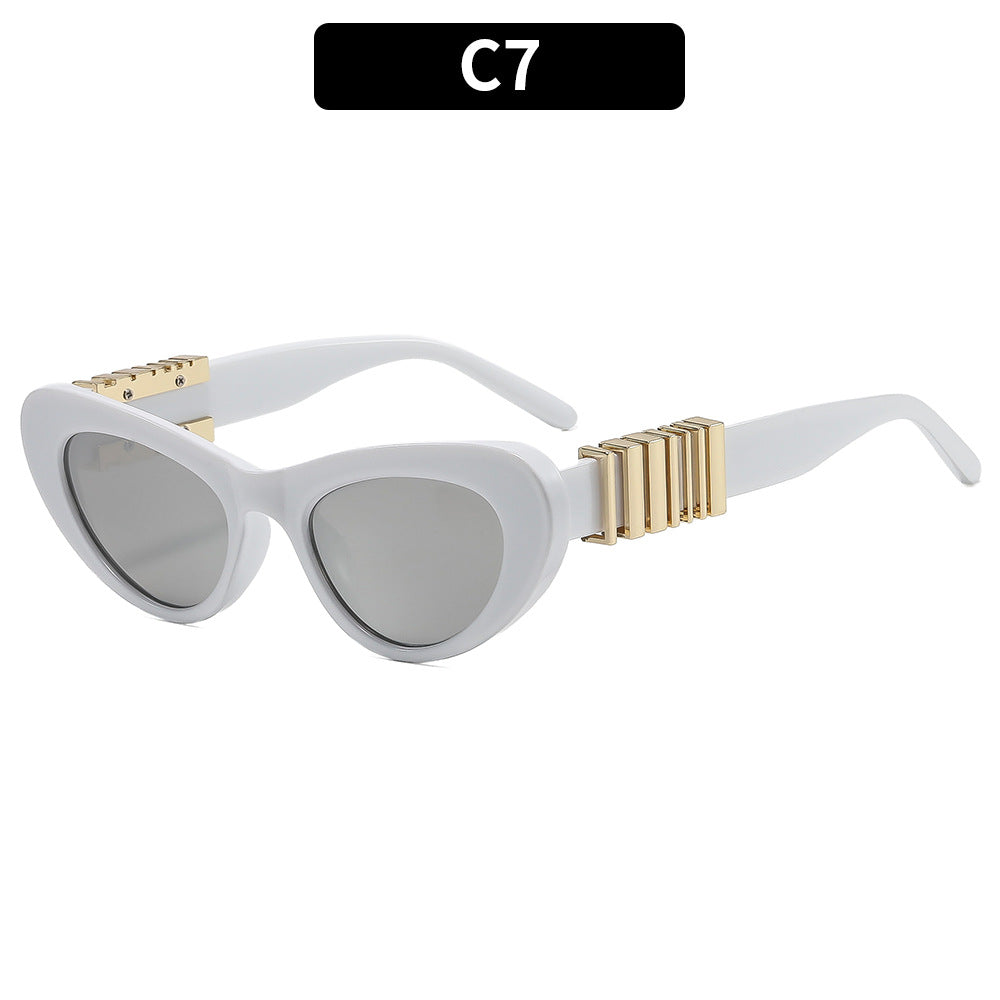 Bold Cat-Eye Sunglasses with Decorative Temple Accents
