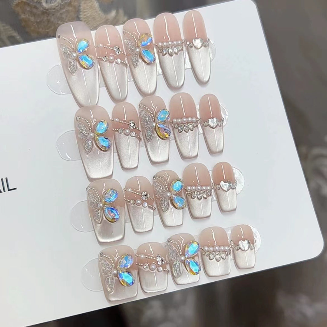 Butterfly-Embellished Press-On Nail Art Set Kalsten