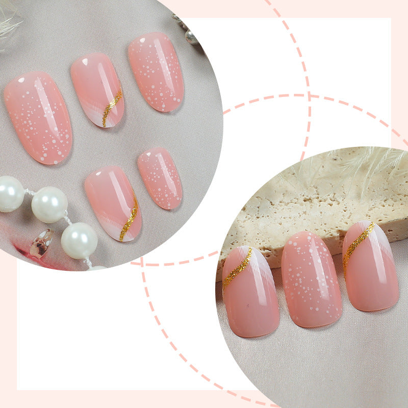 Premium Decorative Press-On Nail Set with Glitter and Gold Accents Kalsten