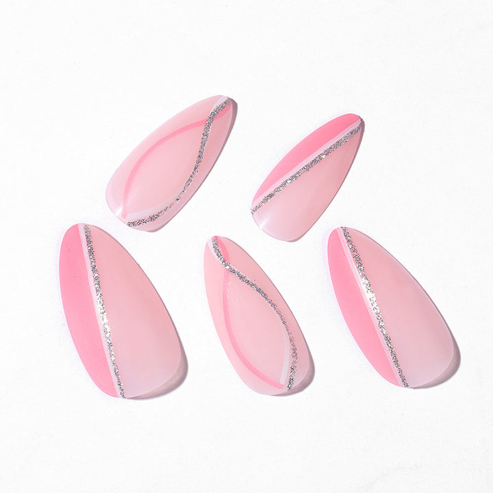 Elegant Press-On Nail Art Set with Butterfly and Glitter Accents Kalsten