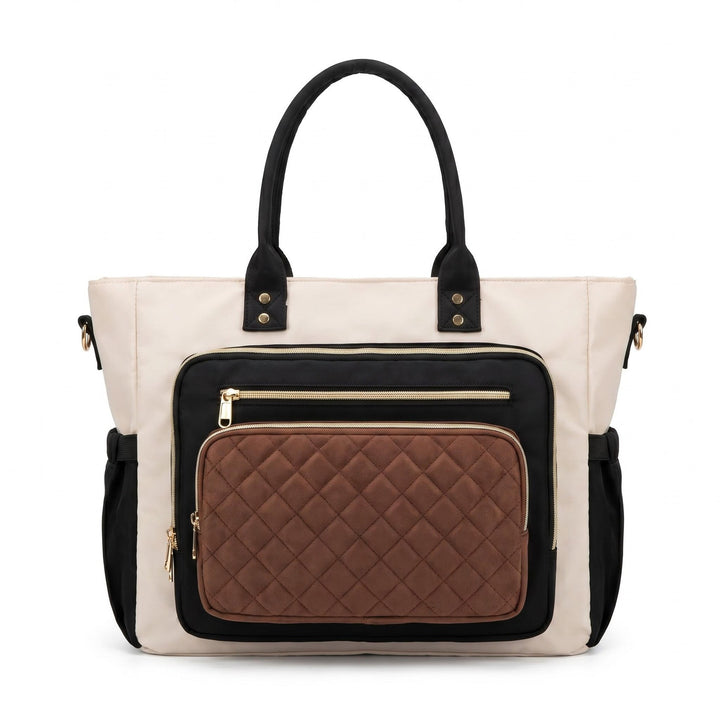 Tote bag with multiple compartments and expandable side pockets Kalsten