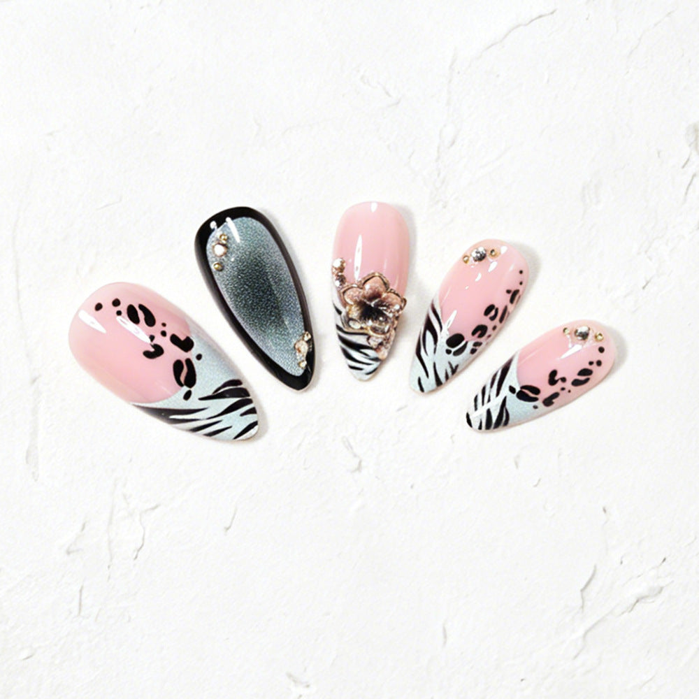 Decorative Stiletto Nail Art Tips with Floral Accents Kalsten