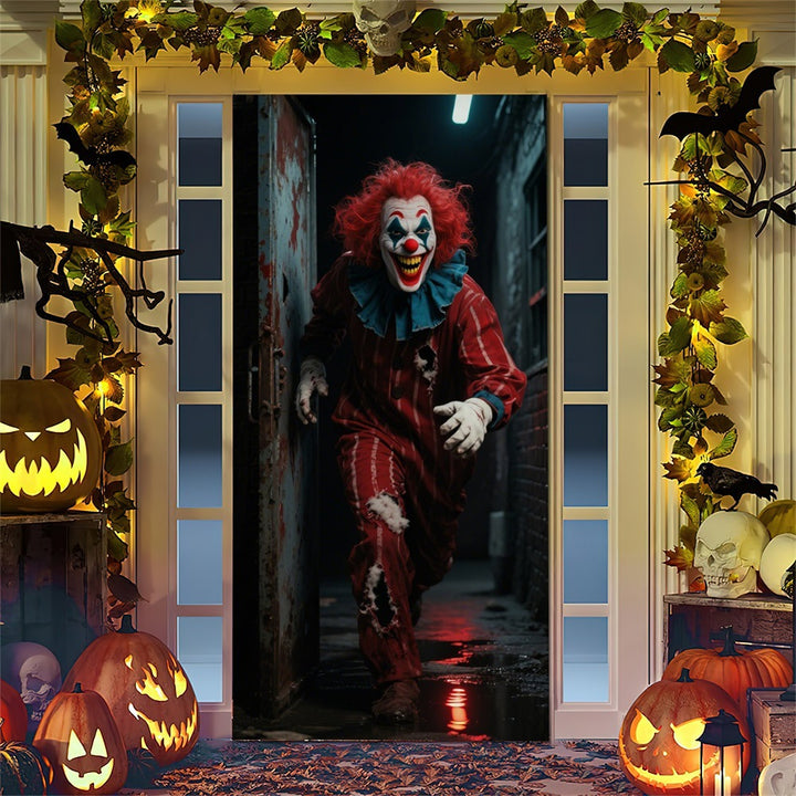 Halloween door poster with large-format Grim Reaper illustration and reusable PVC tarp fabric