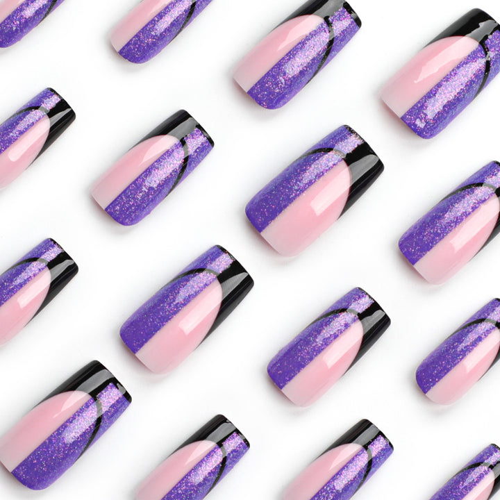 Artful nail extensions with glamorous color gradient and glitter details Kalsten