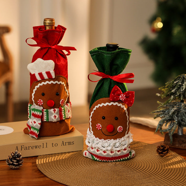 Decorative wine bottle cover in gingerbread man design Kalsten