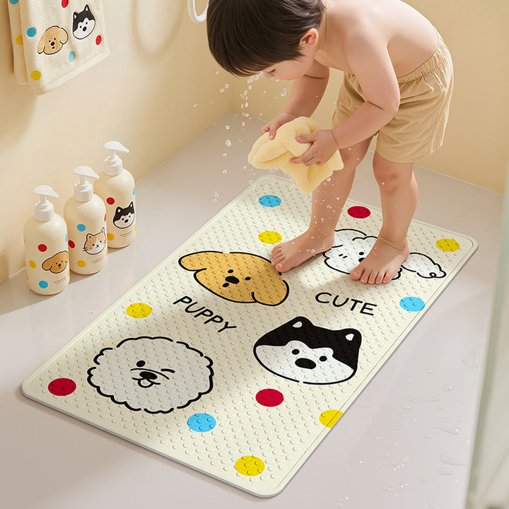 Playful Cartoon Dog Bath Mat Kalsten